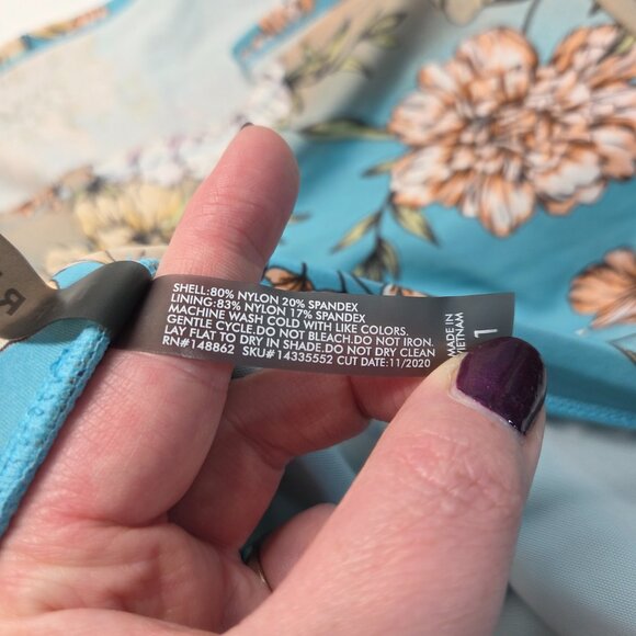 Torrid Peach Blue Floral 2 Piece Bathing Suit Set Underwire Skirt Summer Beach - Picture 8 of 8